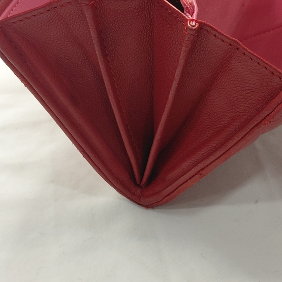 CHANEL Red Pink Quilted Matelasse Lambskin Long Wallet - Picture 11 of 16